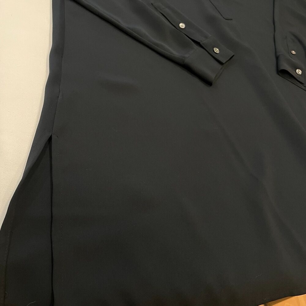 ~ J.Jill 2x Wearever Dress Black Vneck Tunic Above Knee Long Sleeve Pleated Slit - Picture 11 of 14